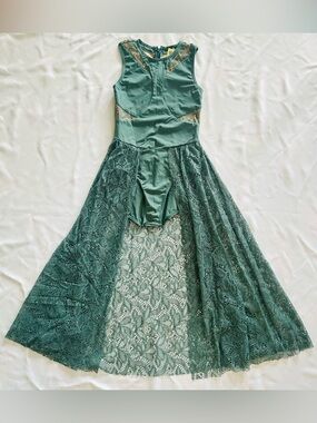 NWT Small Balera Dance Costume Teal Blue Lace Skirt Flare Photo Cruise Beach